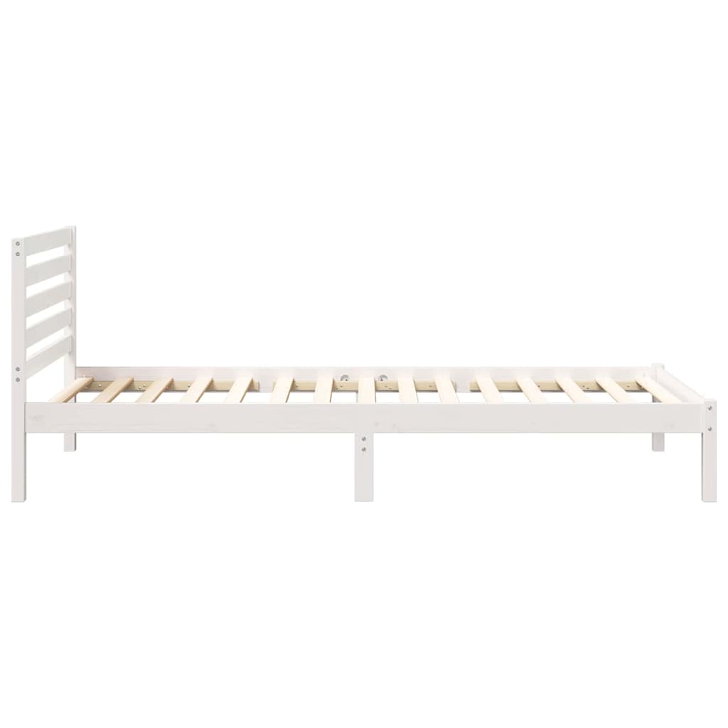 Bed Frame with Headboard White 80 x 210 cm Solid Pine Wood