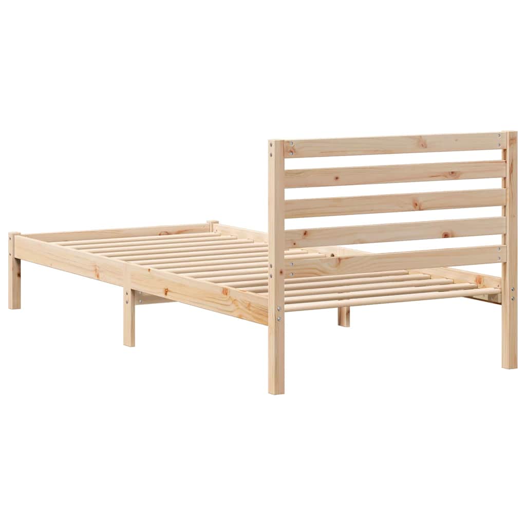 Bed Frame with Headboard Brown 90 x 210 cm Solid Pine Wood