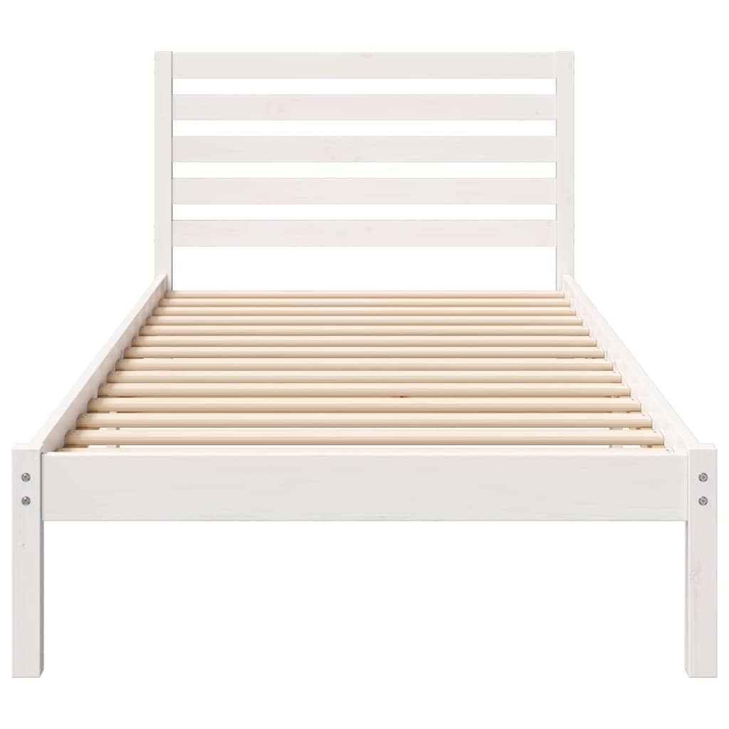 Bed Frame with Headboard White 90 x 210 cm Solid Pine Wood