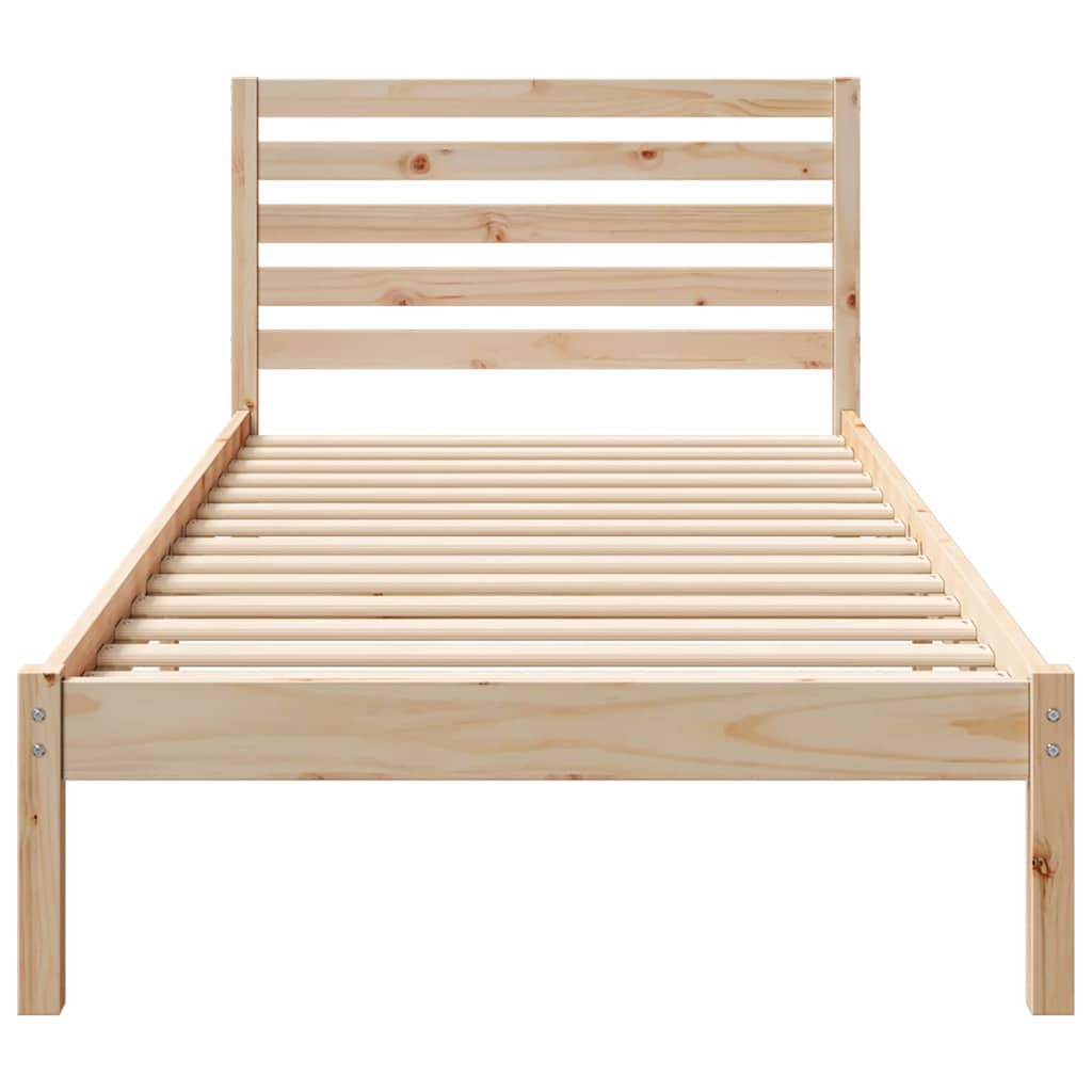 Bed Frame with Headboard Brown 100 x 210 cm Solid Pine Wood