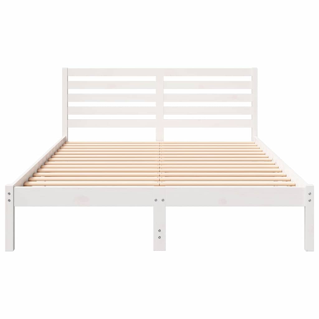 Bed Frame with Headboard White 140 x 210 cm Solid Pine Wood