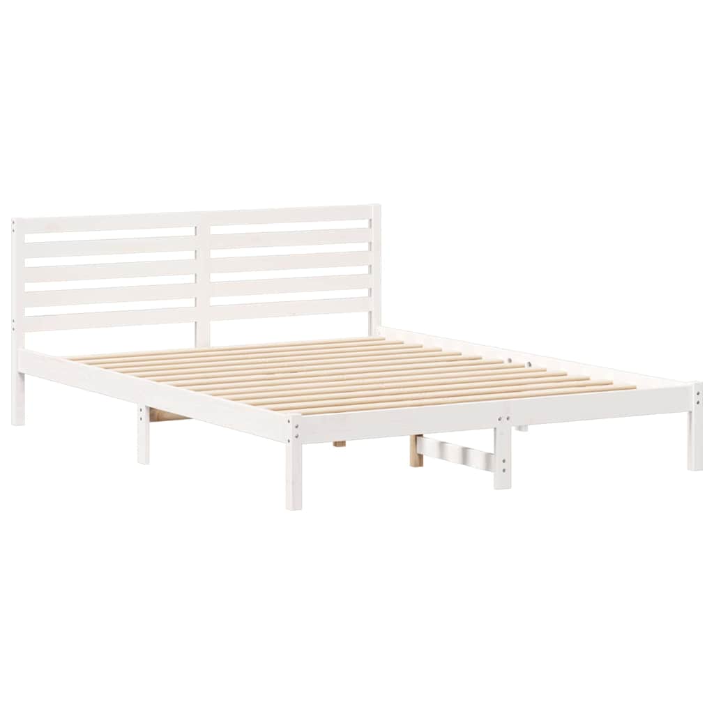 Bed Frame with Headboard White 160 x 210 cm Solid Pine Wood