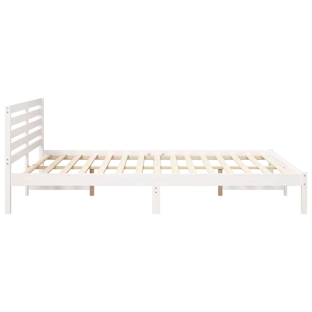 Bed Frame with Headboard White 160 x 210 cm Solid Pine Wood