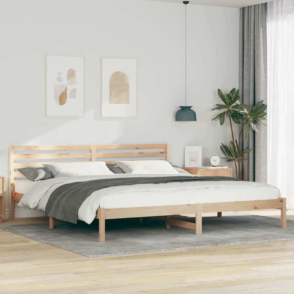 Bed Frame with Headboard Brown 200 x 210 cm Solid Pine Wood