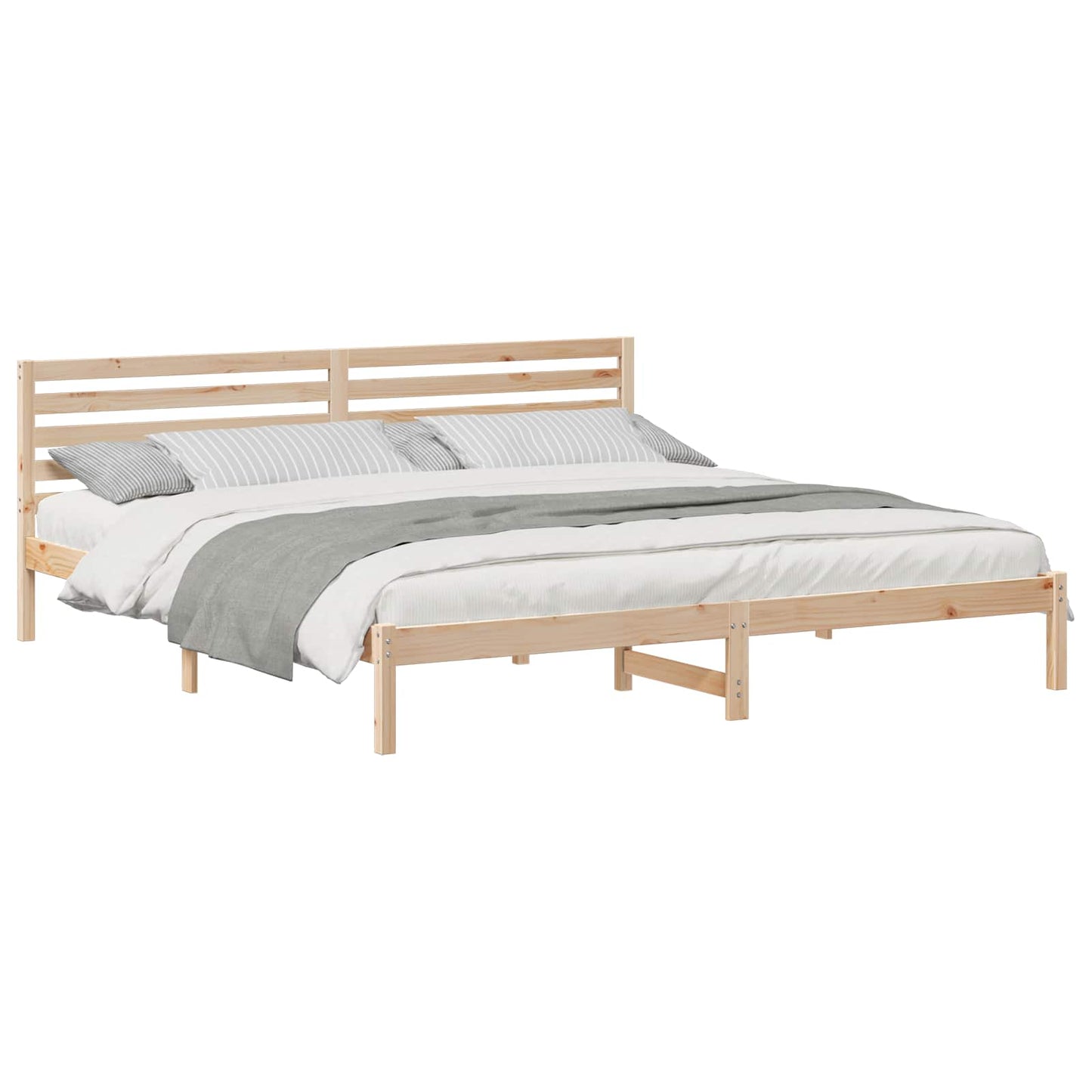 Bed Frame with Headboard Brown 200 x 210 cm Solid Pine Wood