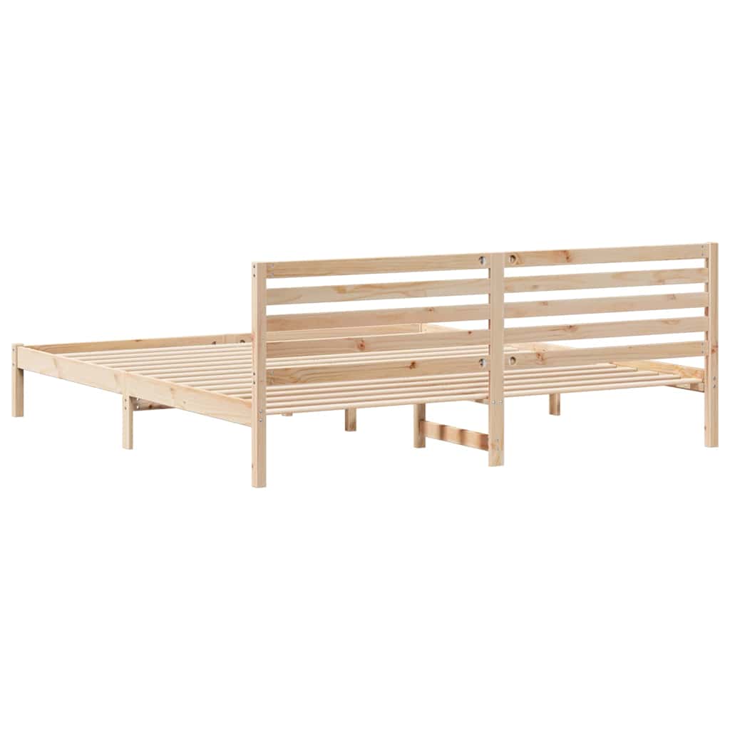 Bed Frame with Headboard Brown 200 x 210 cm Solid Pine Wood