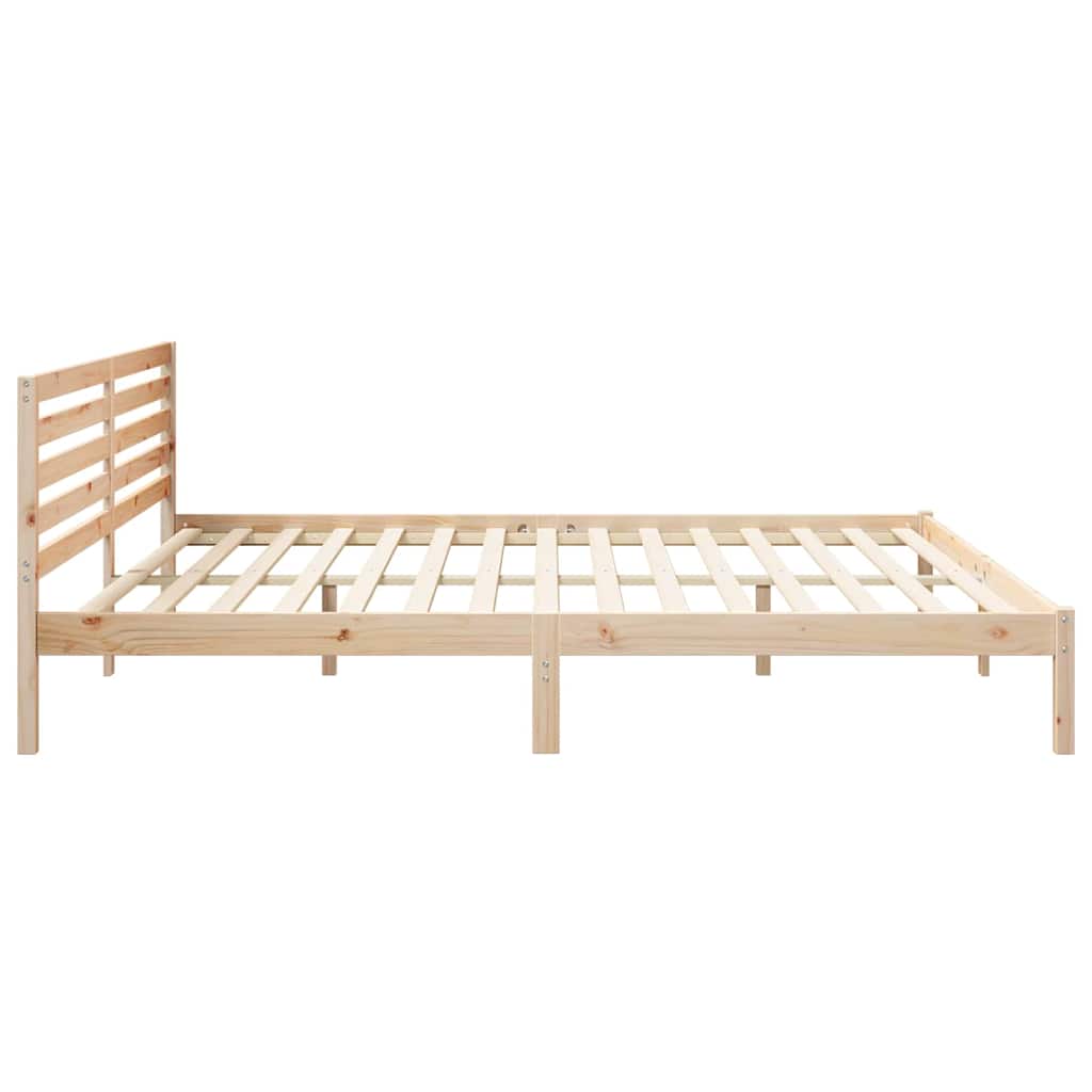 Bed Frame with Headboard Brown 200 x 210 cm Solid Pine Wood