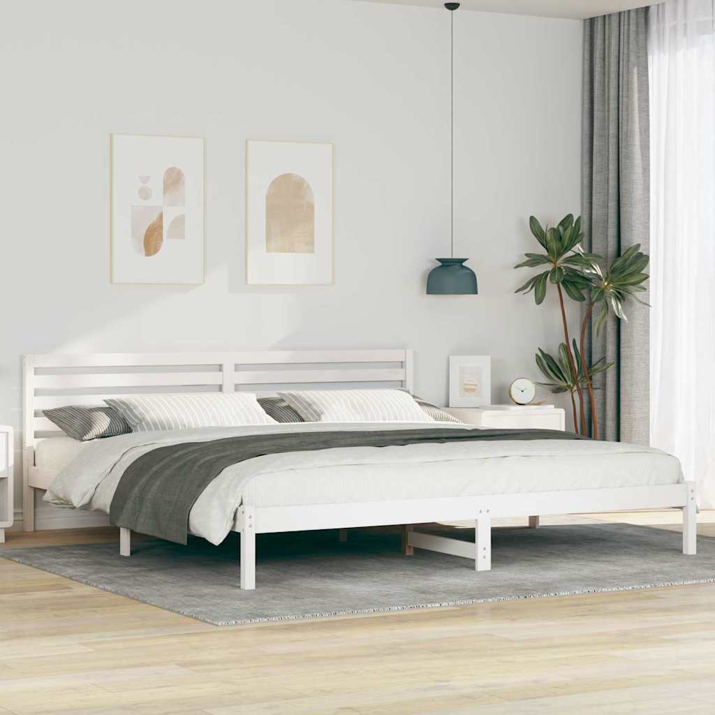 Bed Frame with Headboard White 200 x 210 cm Solid Pine Wood