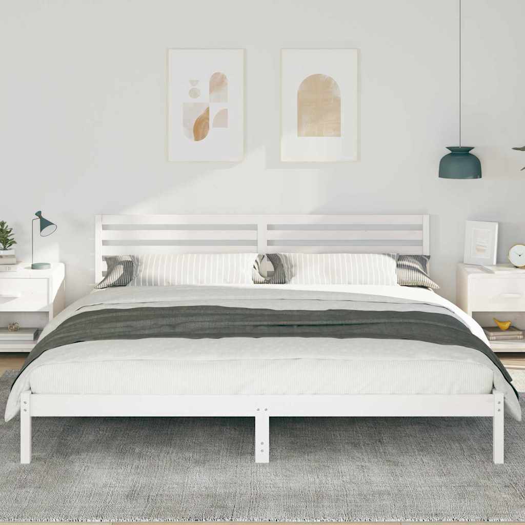 Bed Frame with Headboard White 200 x 210 cm Solid Pine Wood