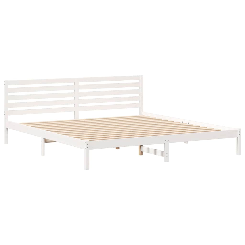 Bed Frame with Headboard White 200 x 210 cm Solid Pine Wood