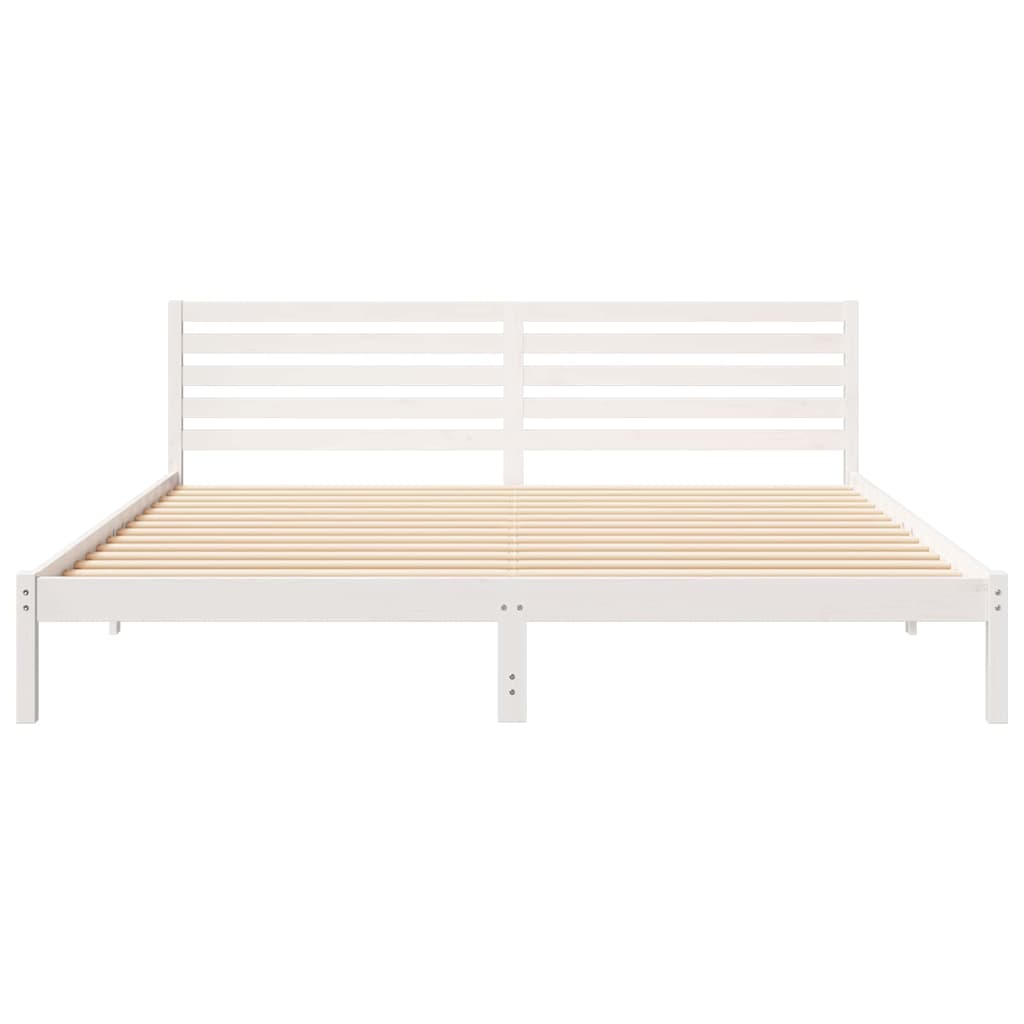 Bed Frame with Headboard White 200 x 210 cm Solid Pine Wood
