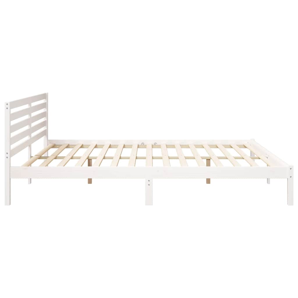 Bed Frame with Headboard White 200 x 210 cm Solid Pine Wood
