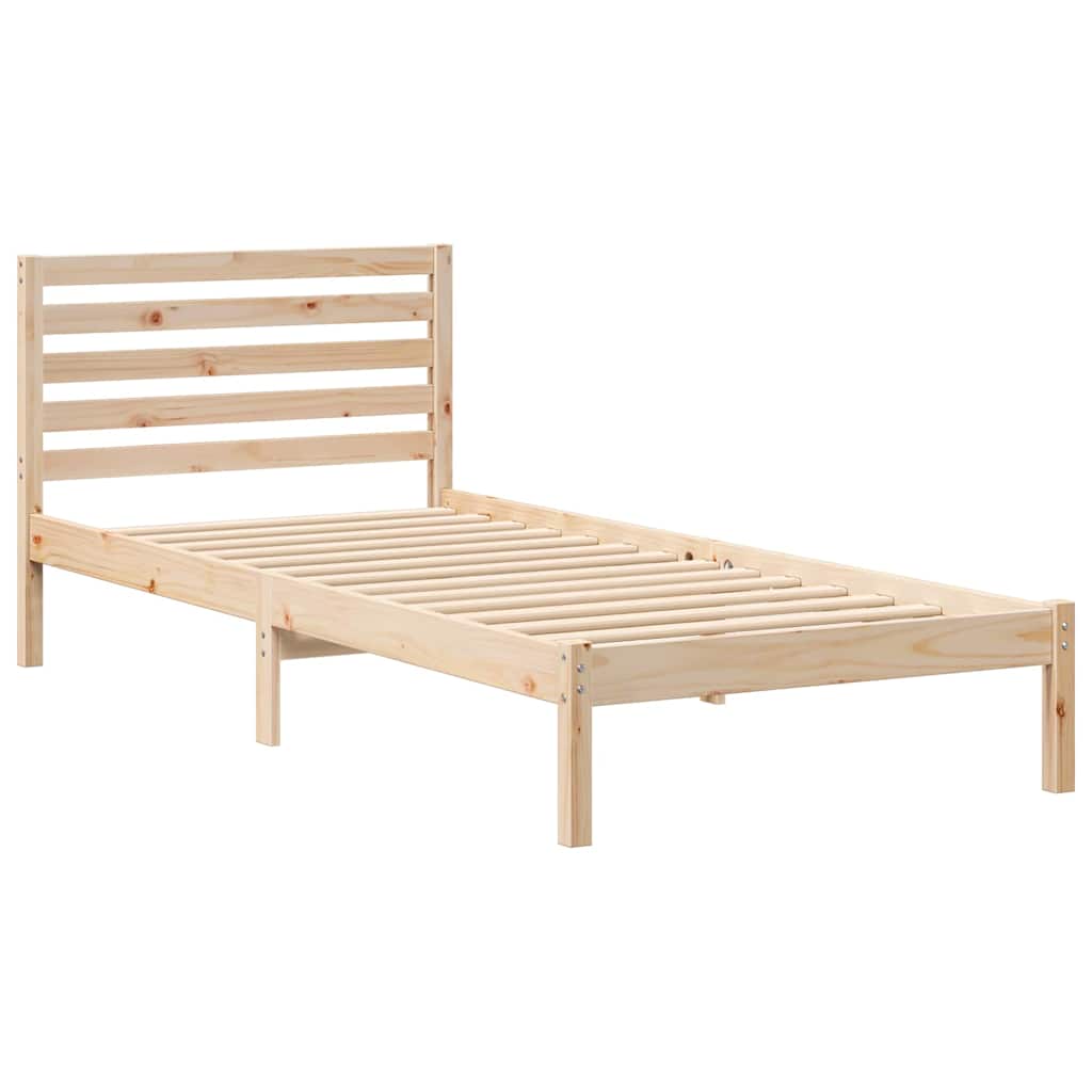 Bed Frame with Headboard Brown 80 x 220 cm Solid Pine Wood