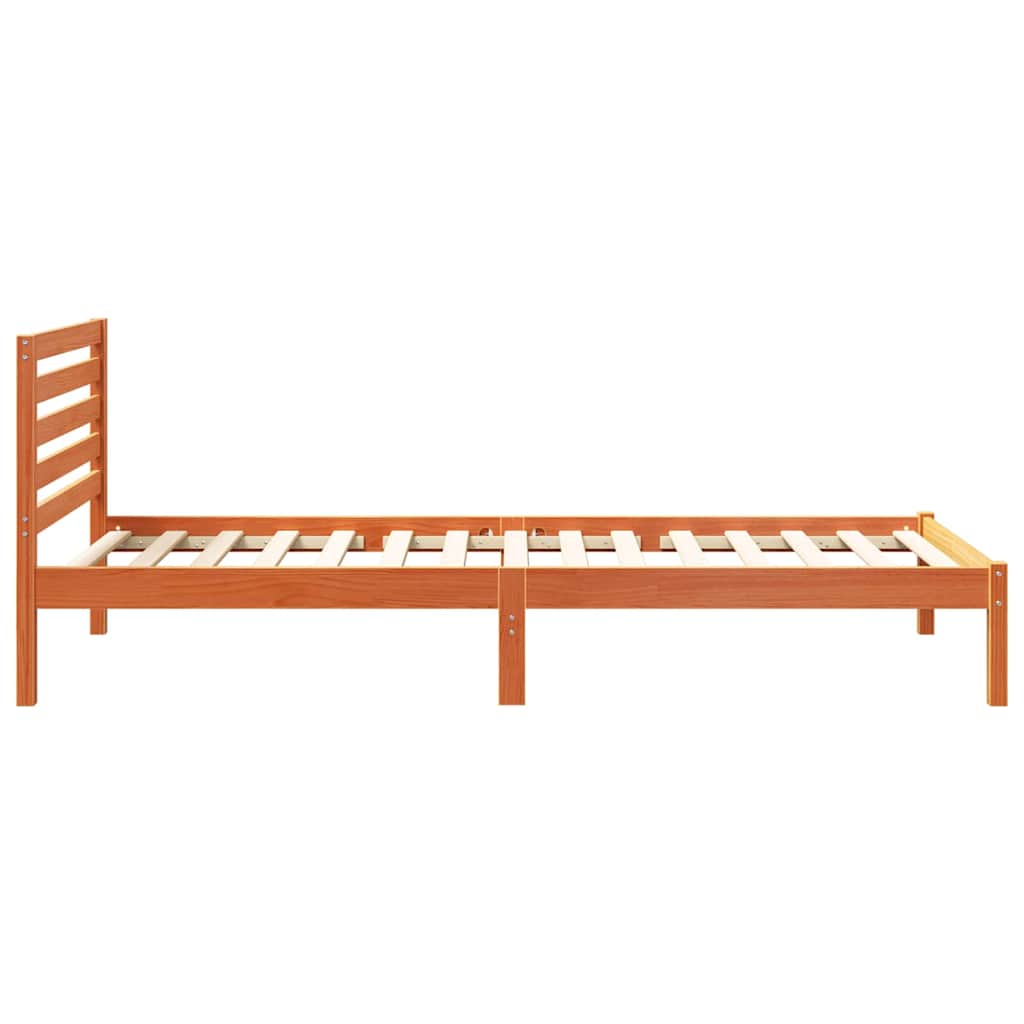 Bed Frame with Headboard Wax Brown 100 x 220 cm Solid Pine Wood