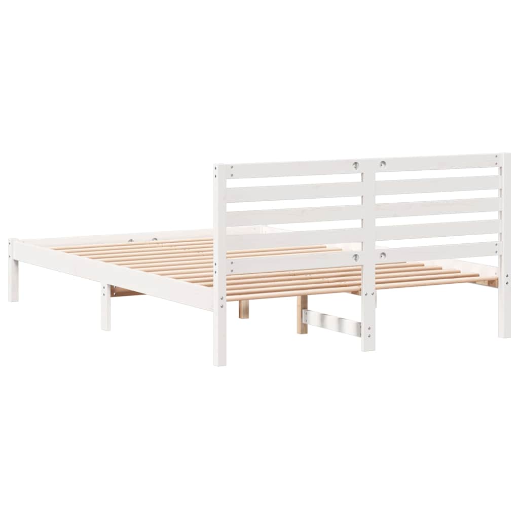 Bed Frame with Headboard White 140 x 220 cm Solid Pine Wood