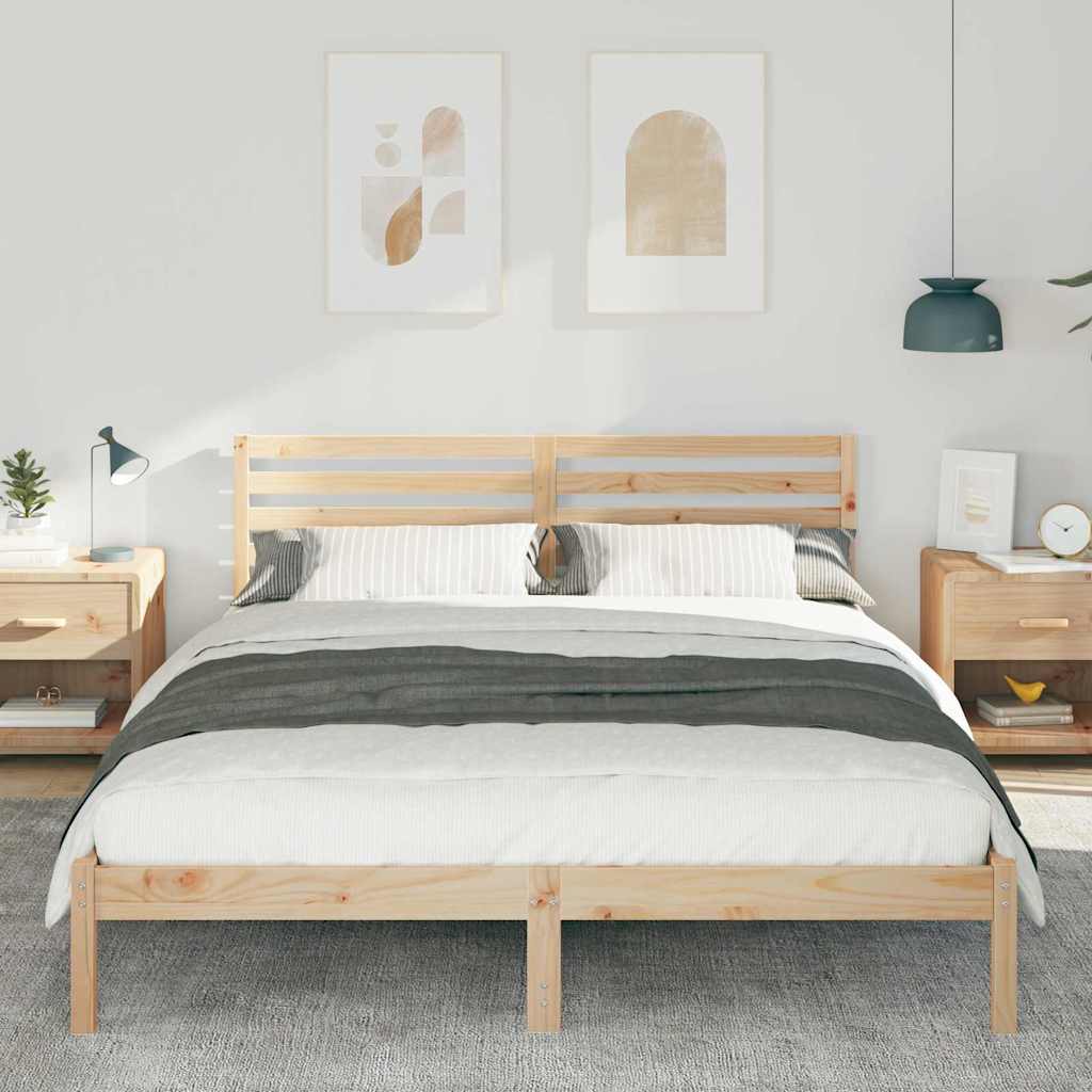 Bed Frame with Headboard Brown 160 x 220 cm Solid Pine Wood