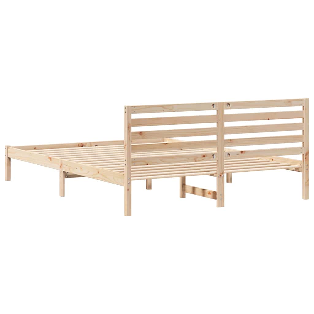 Bed Frame with Headboard Brown 160 x 220 cm Solid Pine Wood
