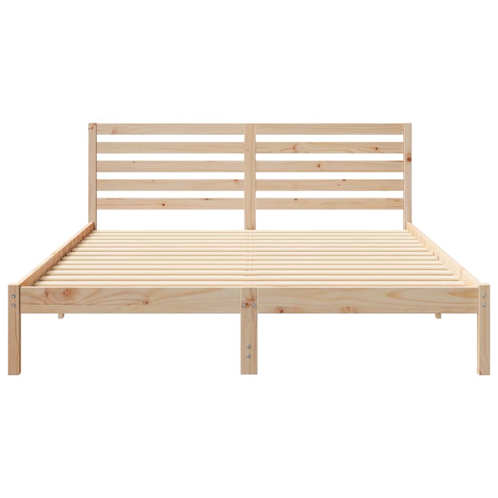 Bed Frame with Headboard Brown 160 x 220 cm Solid Pine Wood
