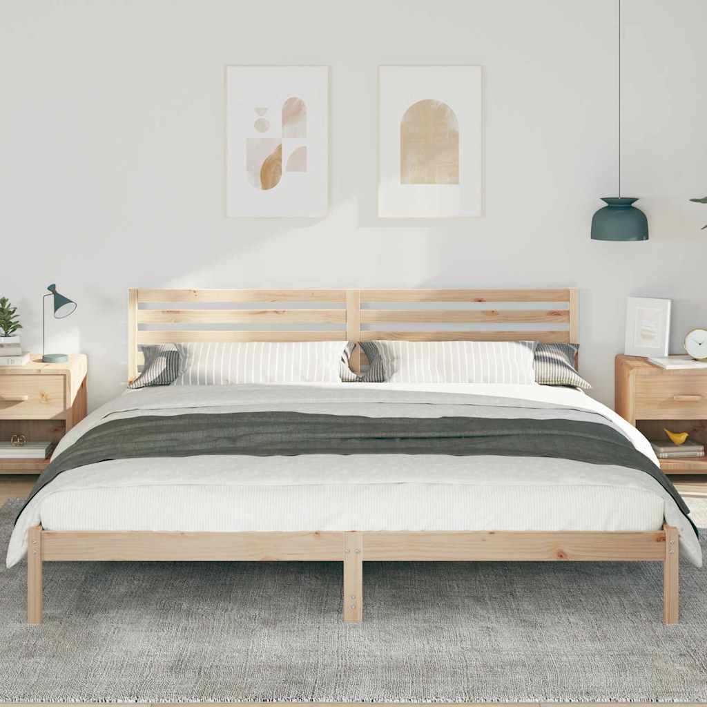 Bed Frame with Headboard Brown 180 x 220 cm Solid Pine Wood