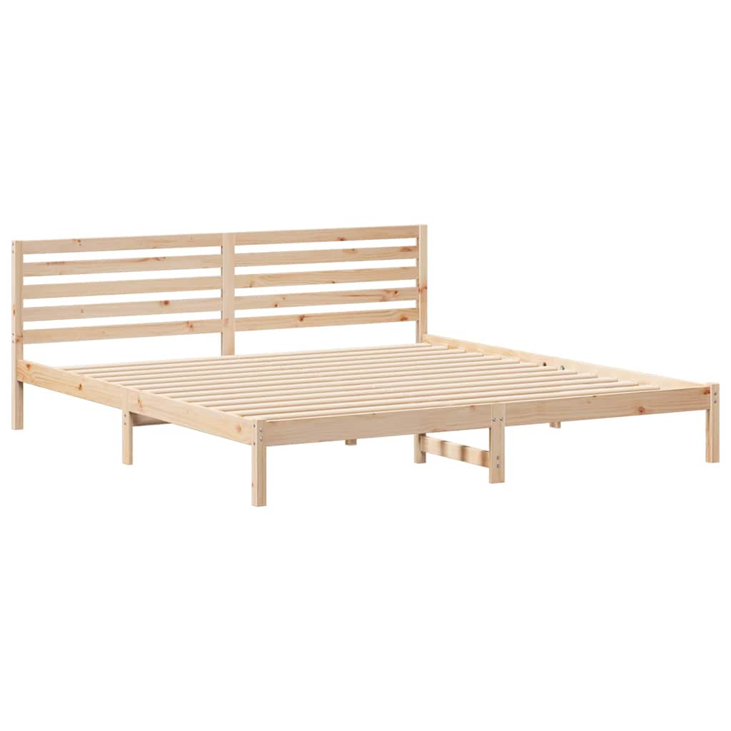 Bed Frame with Headboard Brown 180 x 220 cm Solid Pine Wood