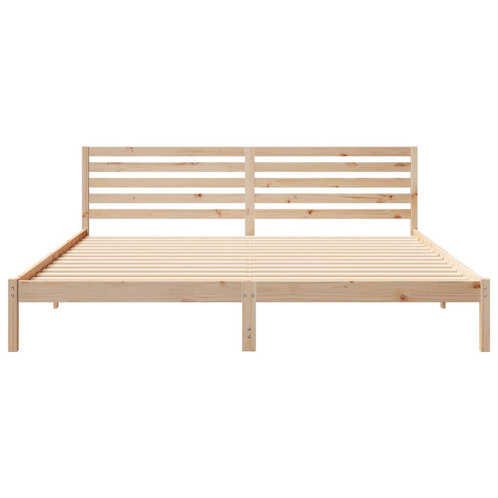 Bed Frame with Headboard Brown 180 x 220 cm Solid Pine Wood