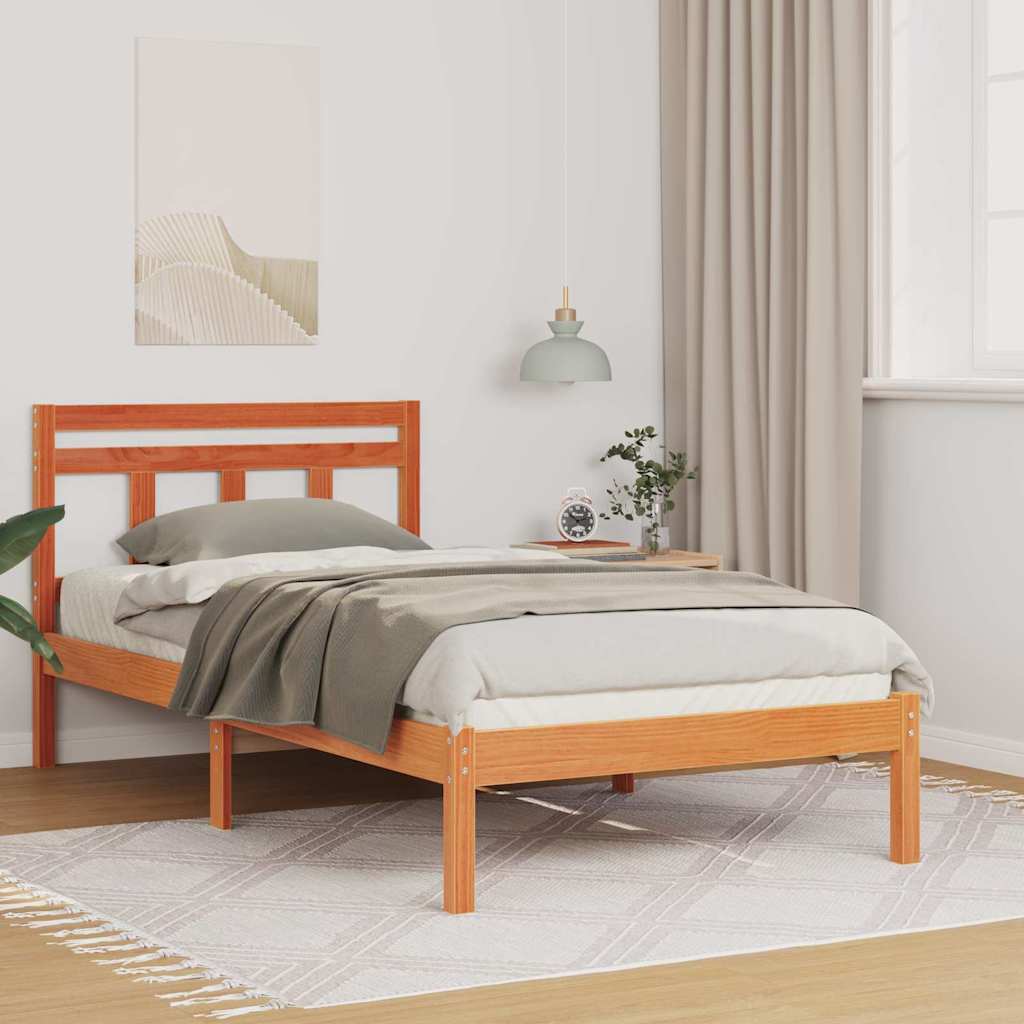 Bed Frame Brown 90 x 200 cm Solid Pine Wood