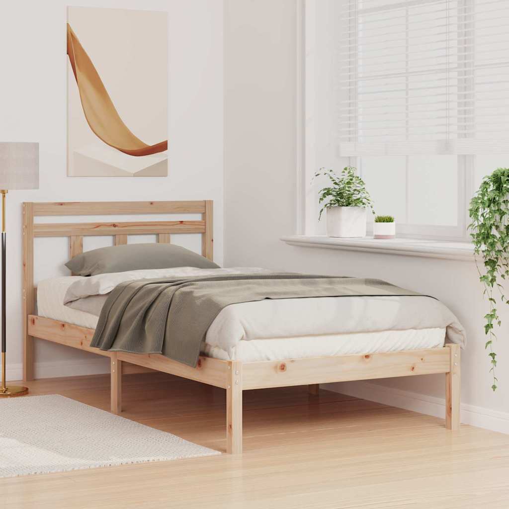 Bed Frame Brown 100 x 200 cm Solid Pine Wood