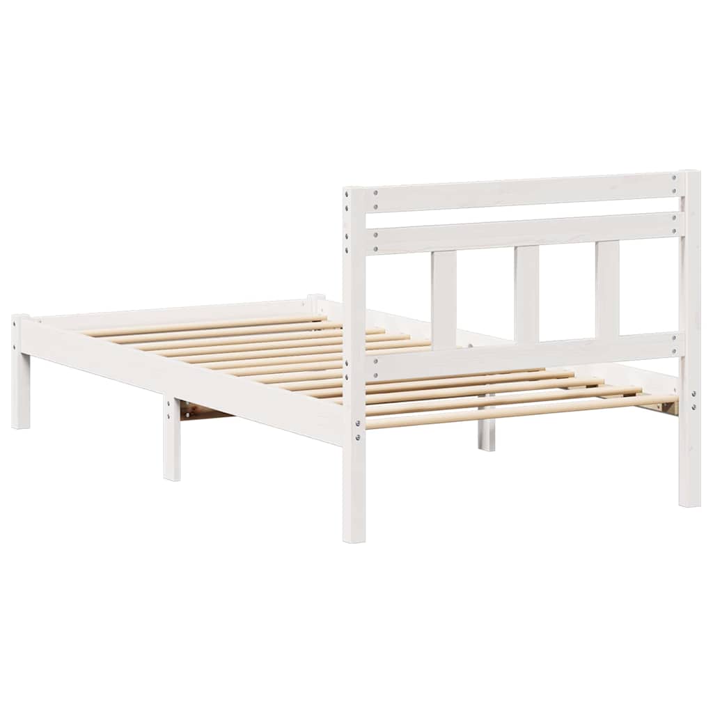 Bed Frame White 100 x 200 cm Solid Pine Wood