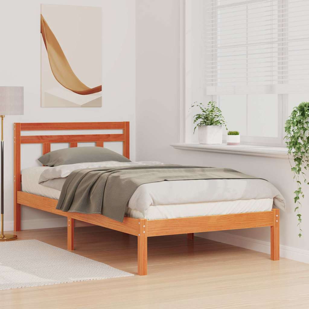 Bed Frame Brown 100 x 200 cm Solid Pine Wood
