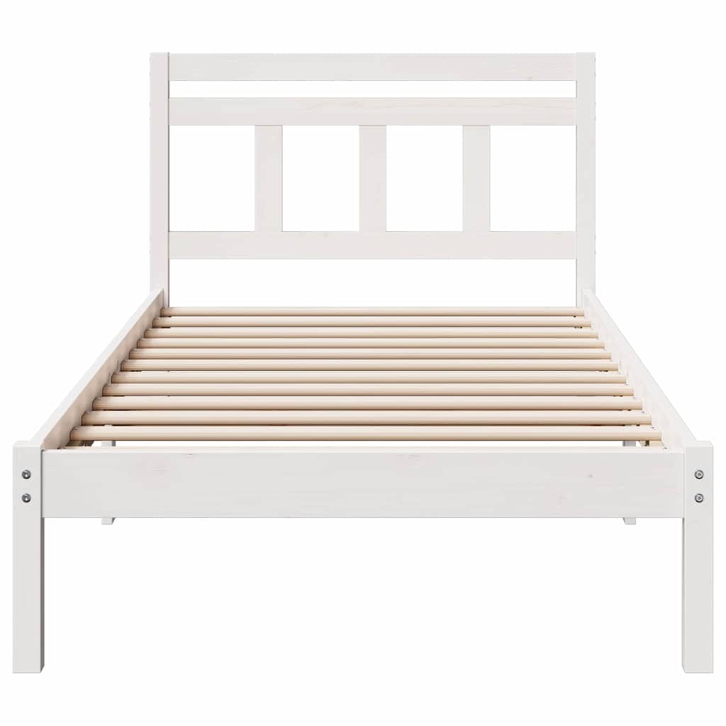 Bed Frame White 90 x 190 cm Solid Pine Wood