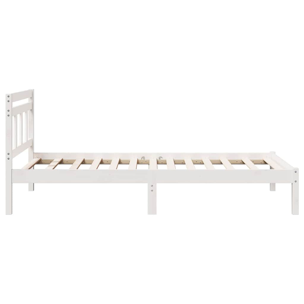 Bed Frame White 75 x 190 cm Solid Pine Wood