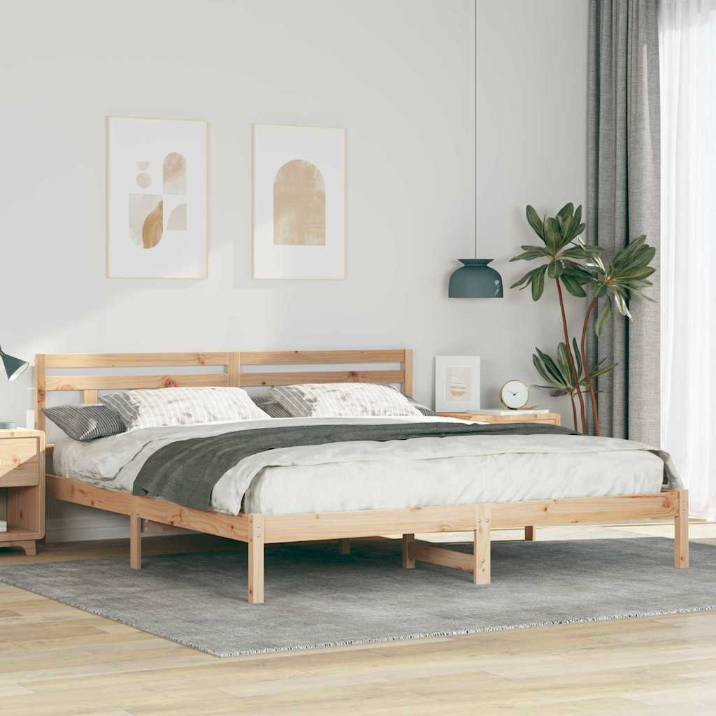 Bed Frame Brown 200 x 200 cm Solid Pine Wood