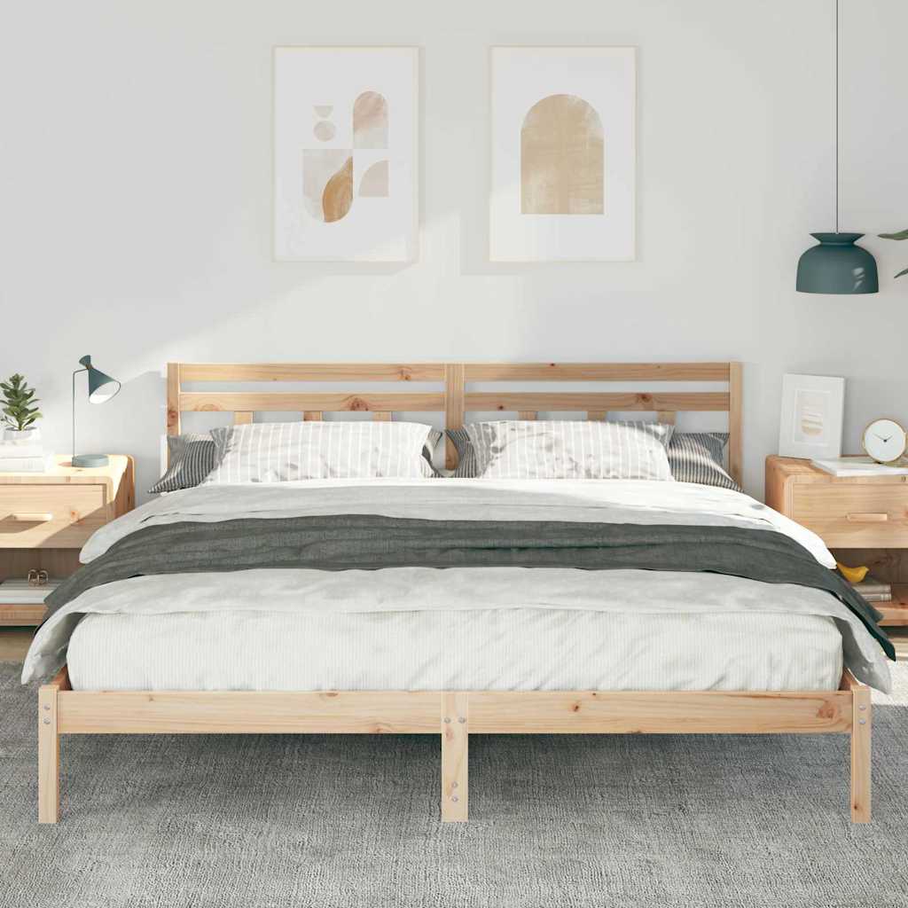Bed Frame Brown 200 x 200 cm Solid Pine Wood