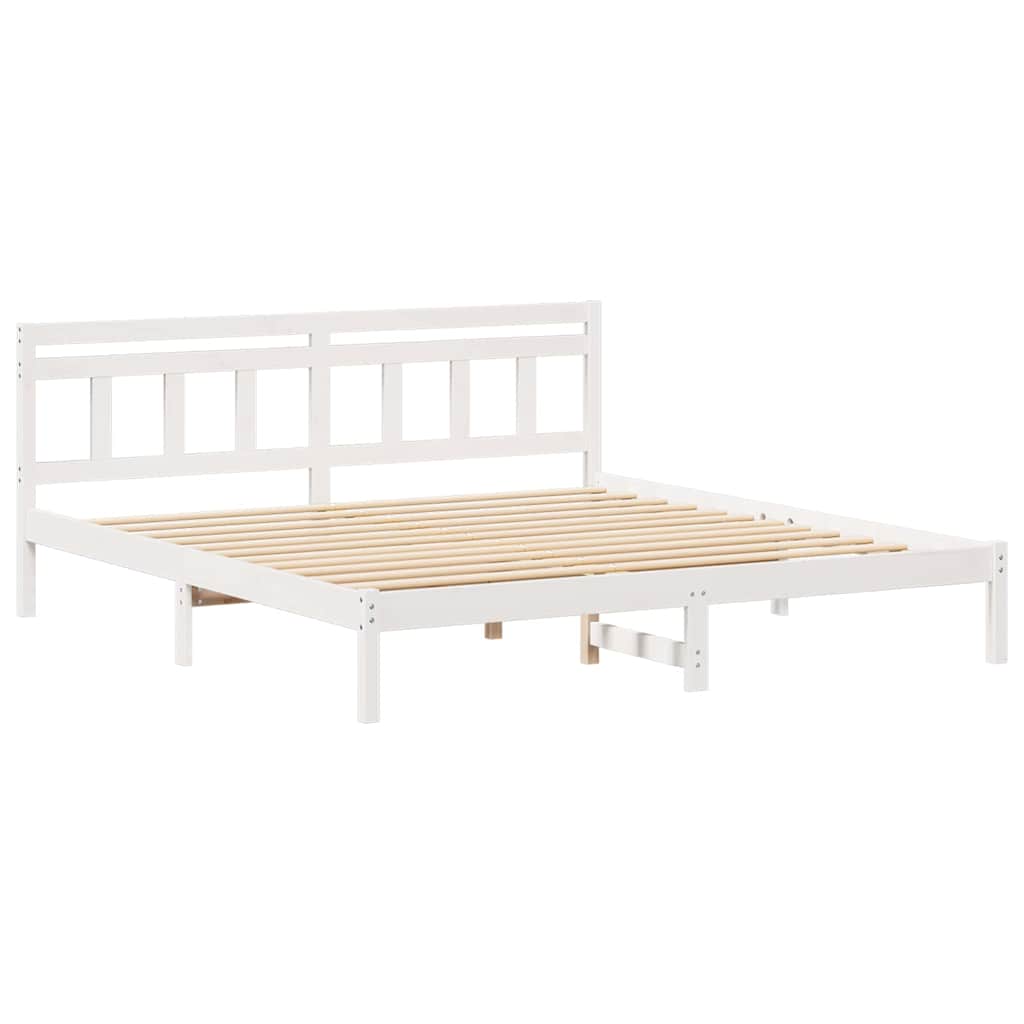 Bed Frame White 200 x 200 cm Solid Pine Wood