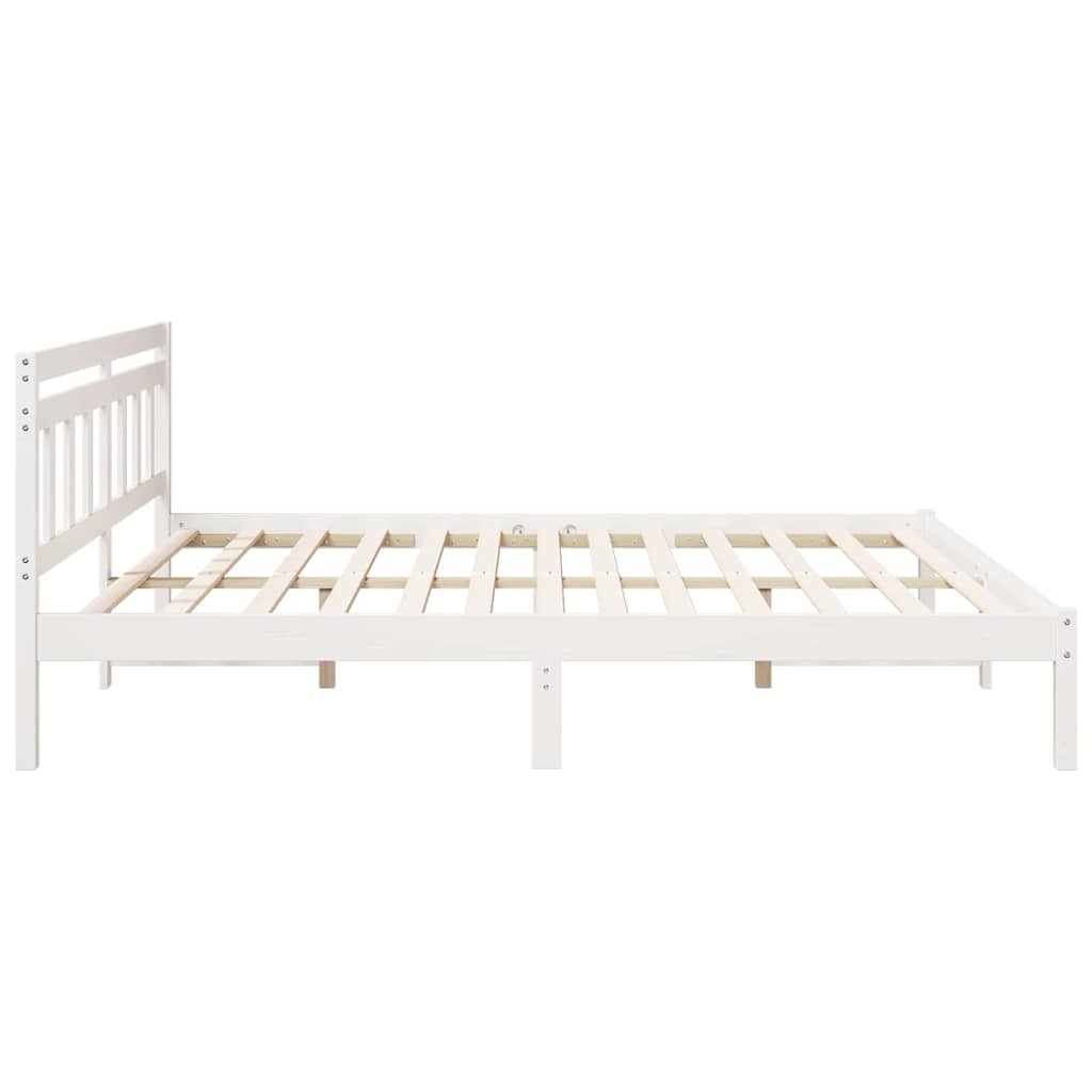 Bed Frame White 200 x 200 cm Solid Pine Wood