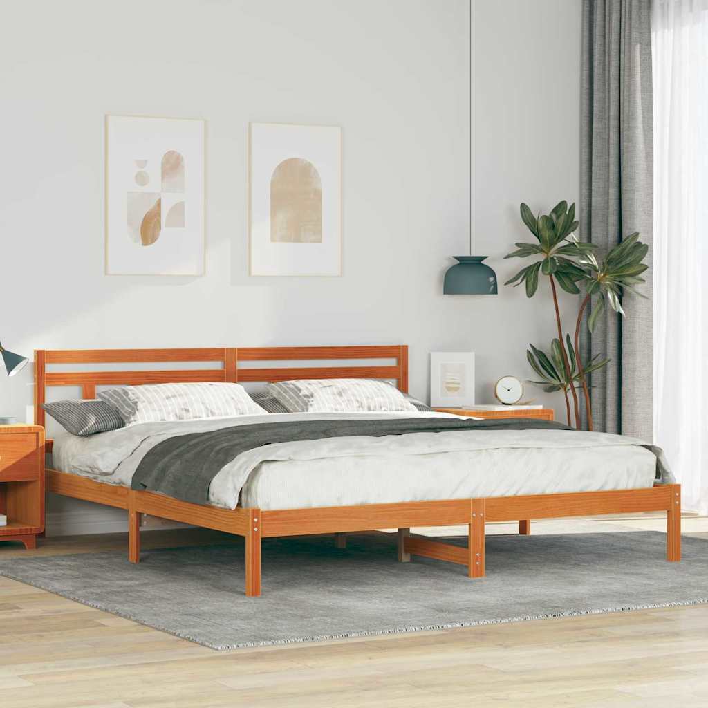 Bed Frame Brown 200 x 200 cm Solid Pine Wood