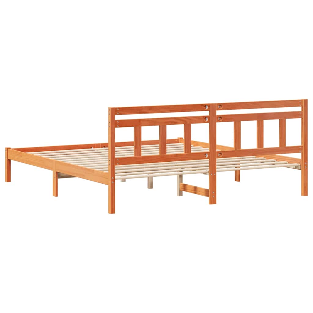Bed Frame Brown 200 x 200 cm Solid Pine Wood