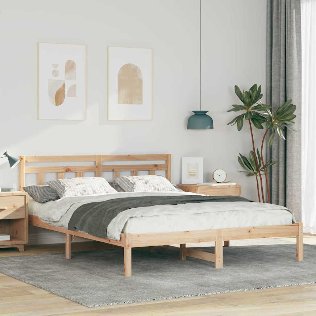 Bed Frame Brown 160 x 200 cm Solid Pine Wood