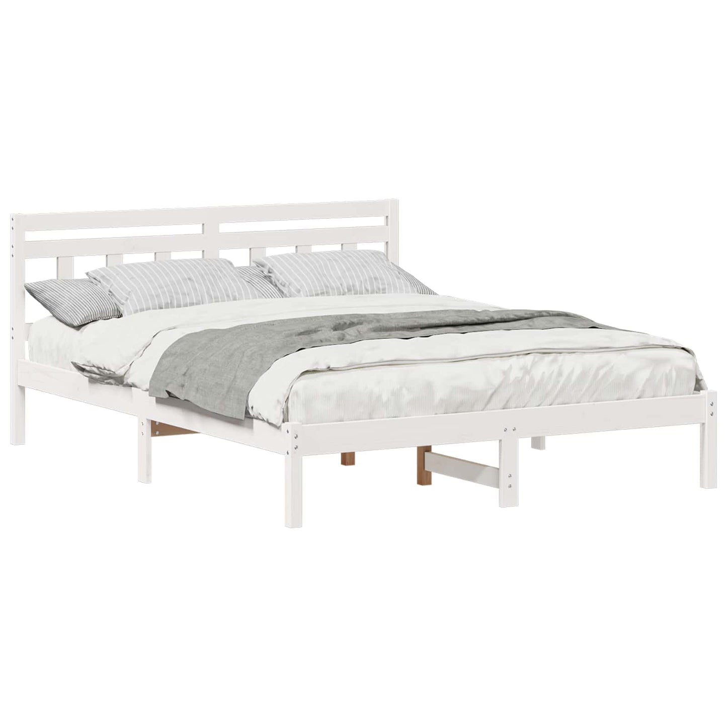 Bed Frame White 160 x 200 cm Solid Pine Wood