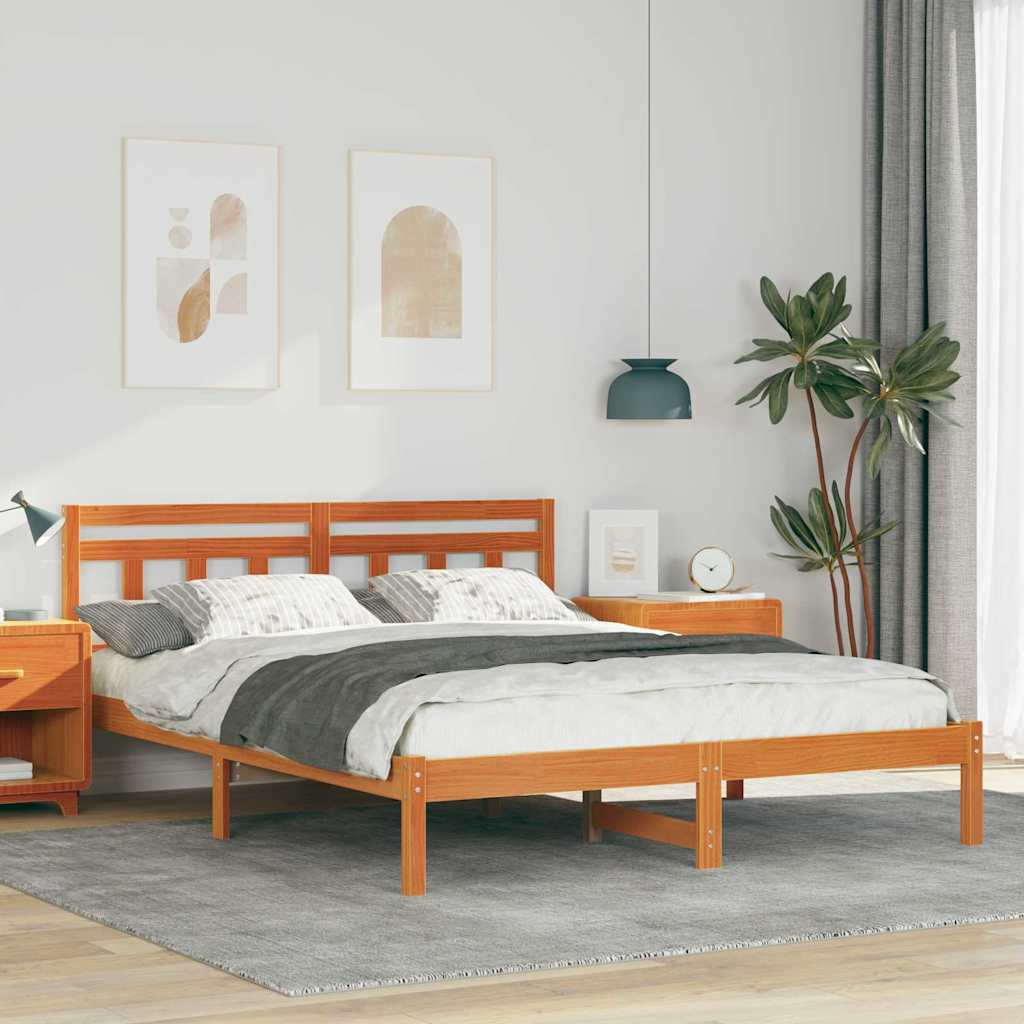 Bed Frame Brown 160 x 200 cm Solid Pine Wood