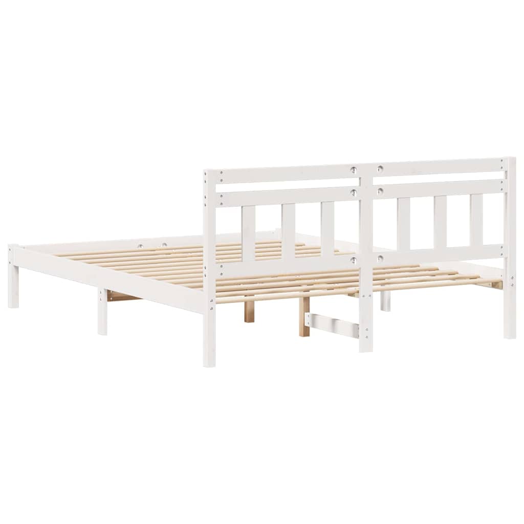Bed Frame White 150 x 200 cm Solid Pine Wood