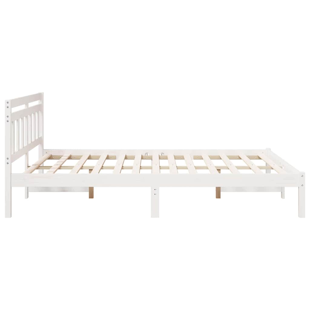 Bed Frame White 150 x 200 cm Solid Pine Wood