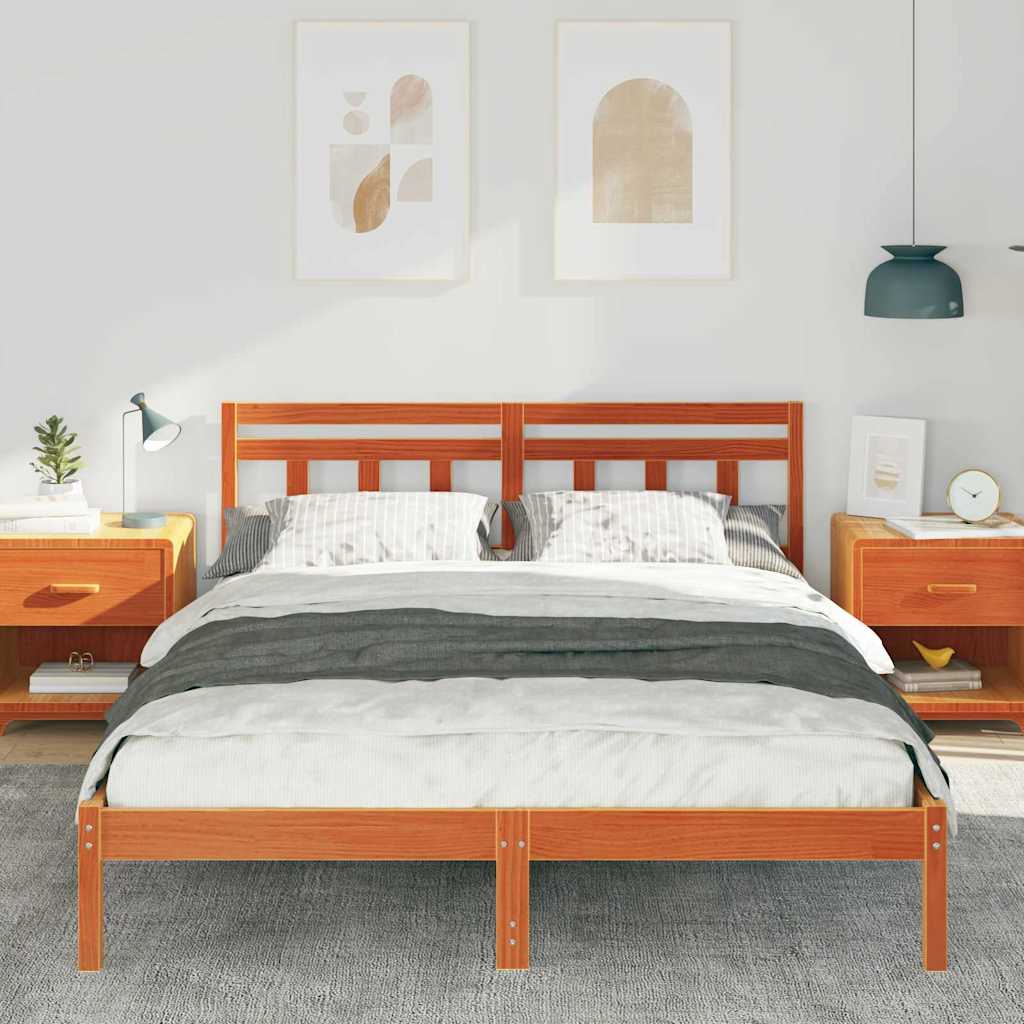 Bed Frame Brown 140 x 200 cm Solid Pine Wood