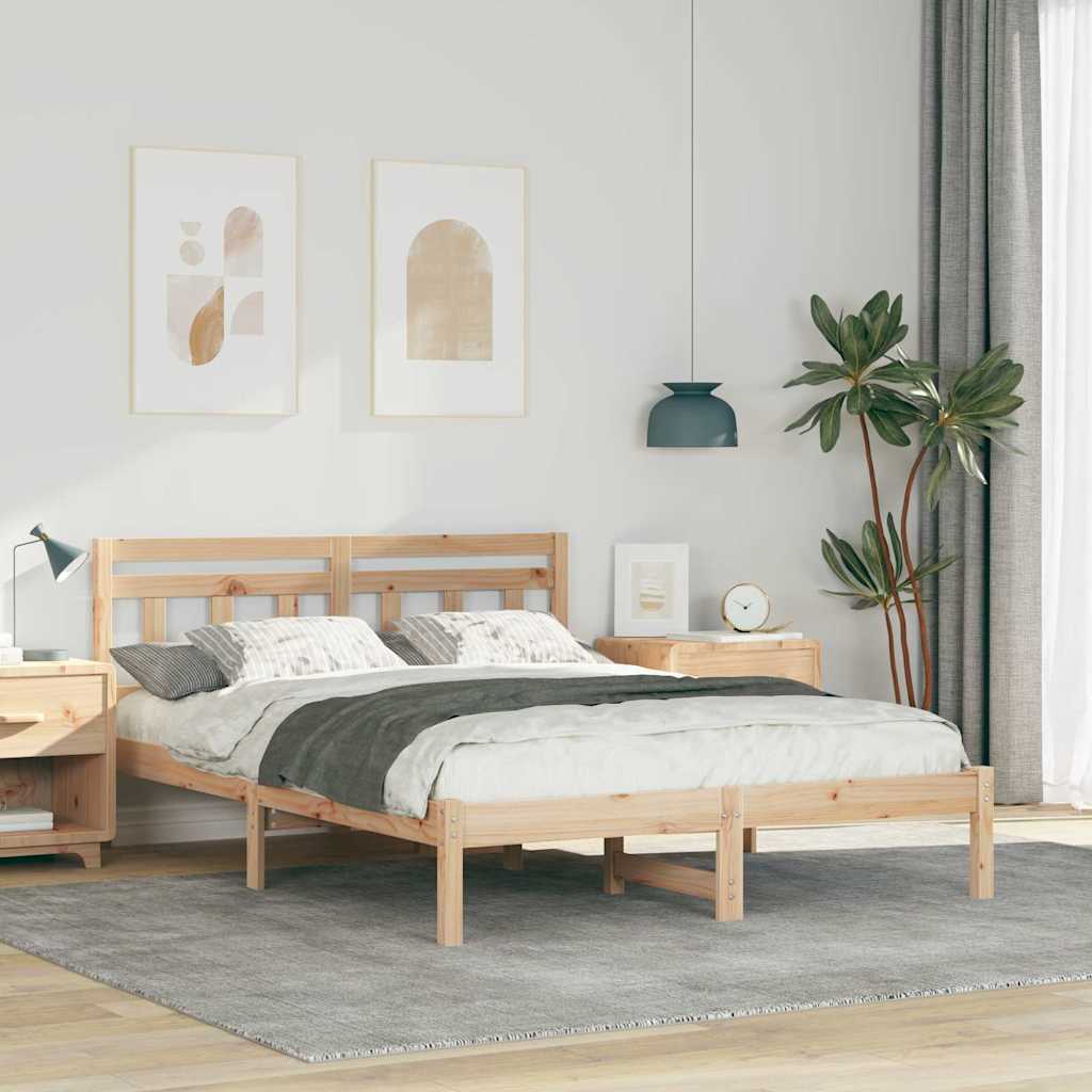 Bed Frame Brown 120 x 190 cm Solid Pine Wood