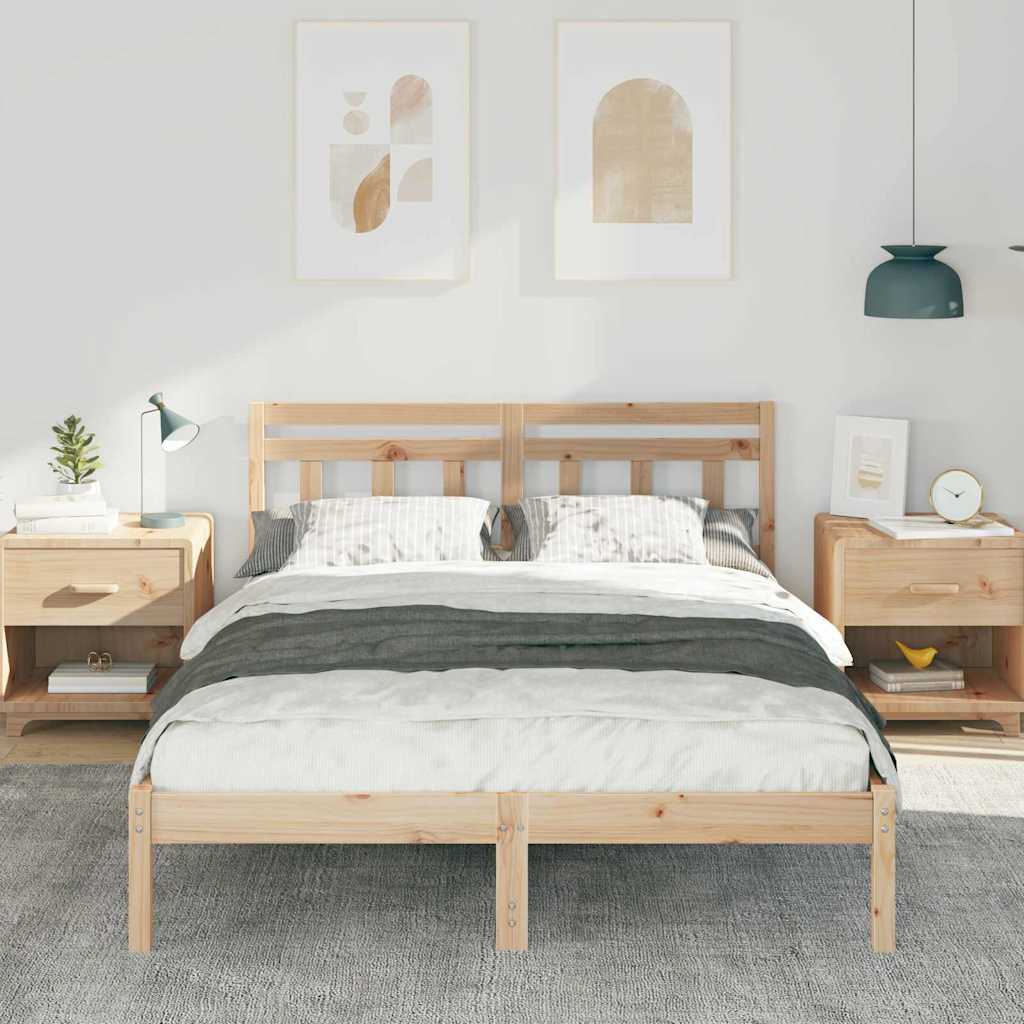 Bed Frame Brown 120 x 190 cm Solid Pine Wood