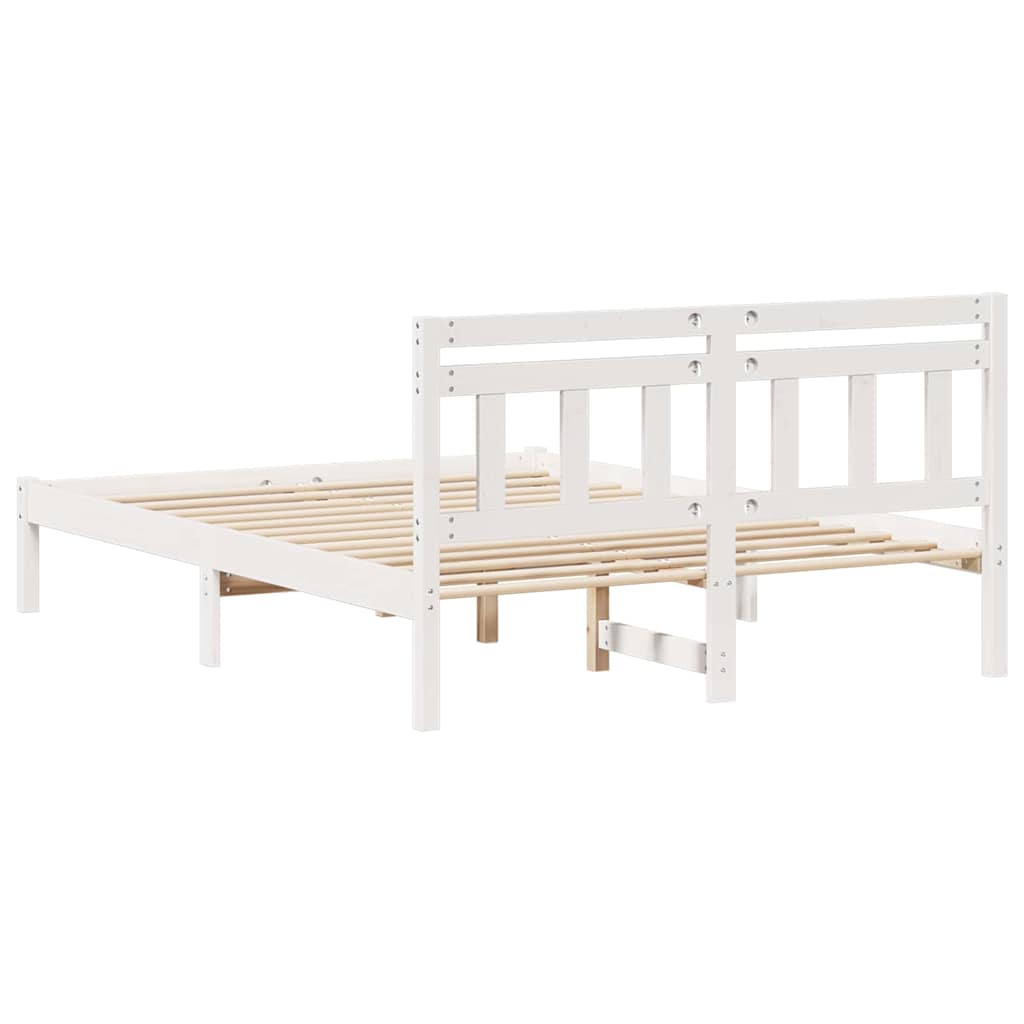 Bed Frame White 120 x 190 cm Solid Pine Wood