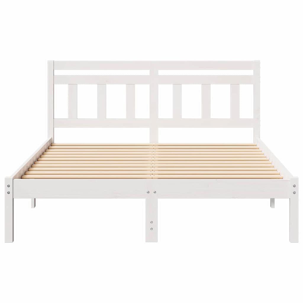 Bed Frame White 120 x 190 cm Solid Pine Wood