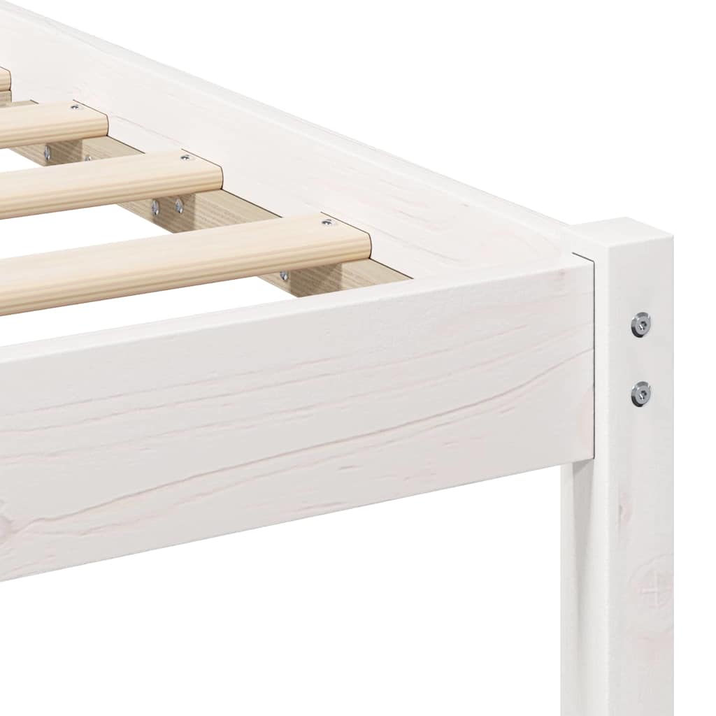 Bed Frame White 140 x 190 cm Solid Pine Wood