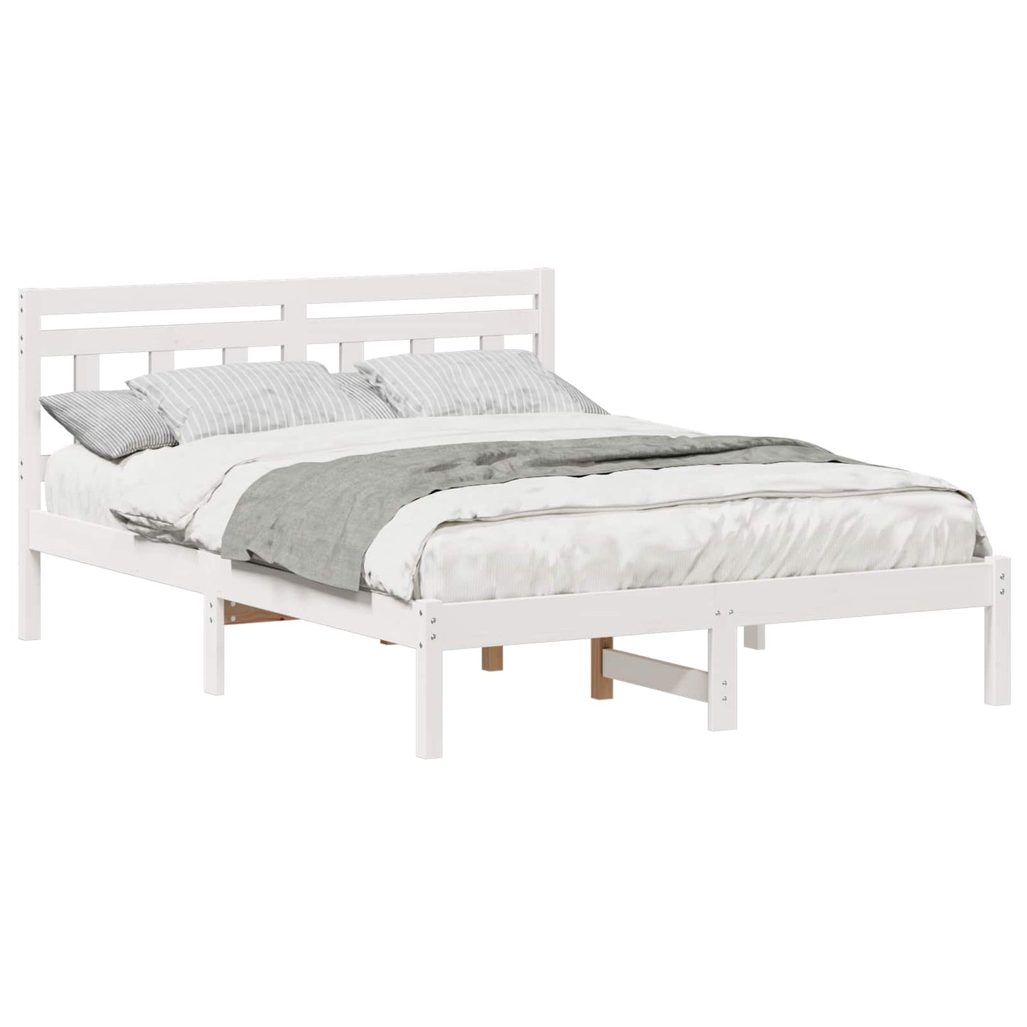 Bed Frame White 140 x 190 cm Solid Pine Wood