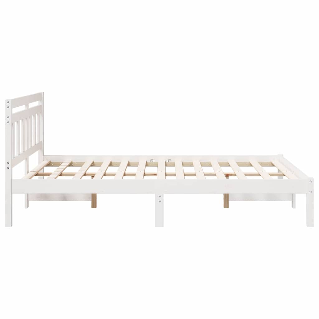 Bed Frame White 140 x 190 cm Solid Pine Wood
